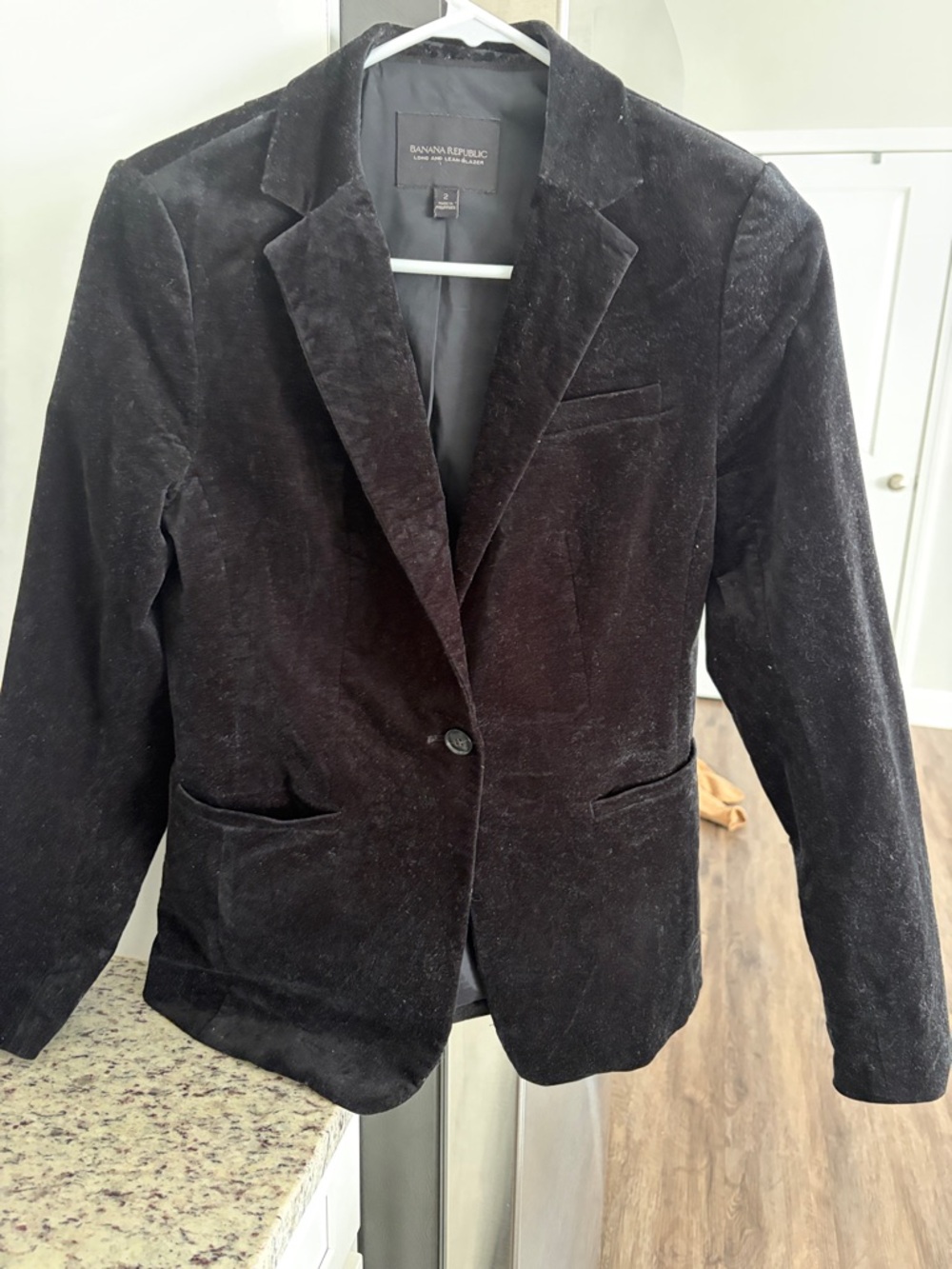 Banana Republic Black Velvet Single-Button Women's Blazer